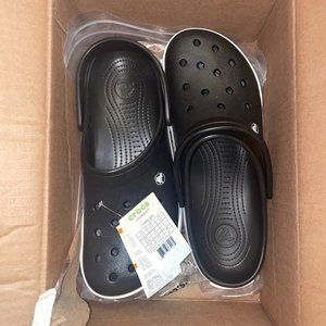 **BRAND NEW** CROCS, Mens 13 Black/White Striped (NWT)